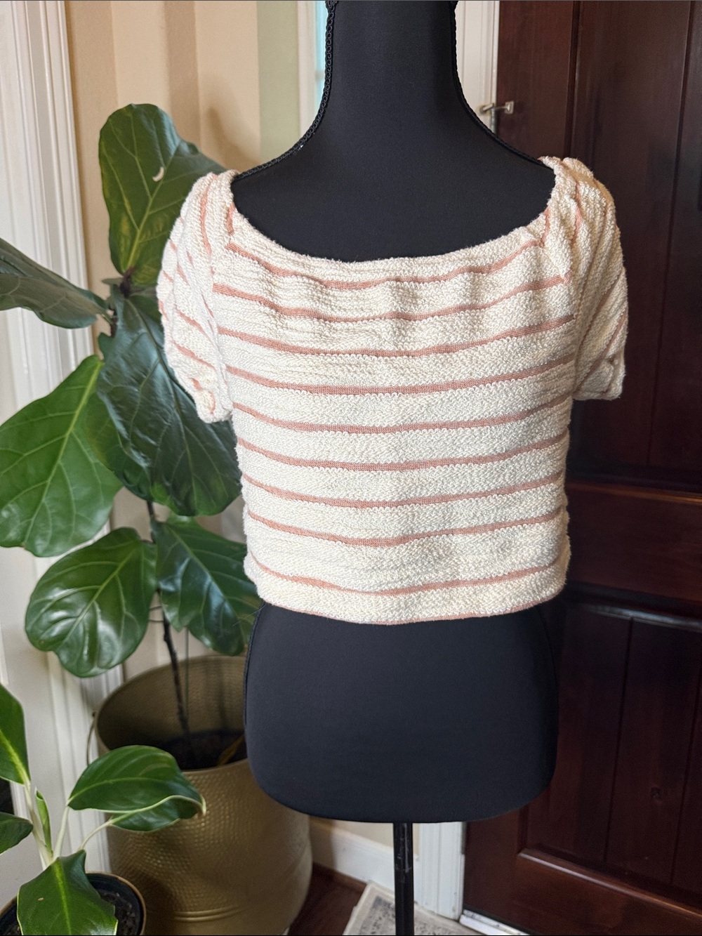 Vintage Havana est. 1954 textured knit off-the-shoulder crop top Sz L